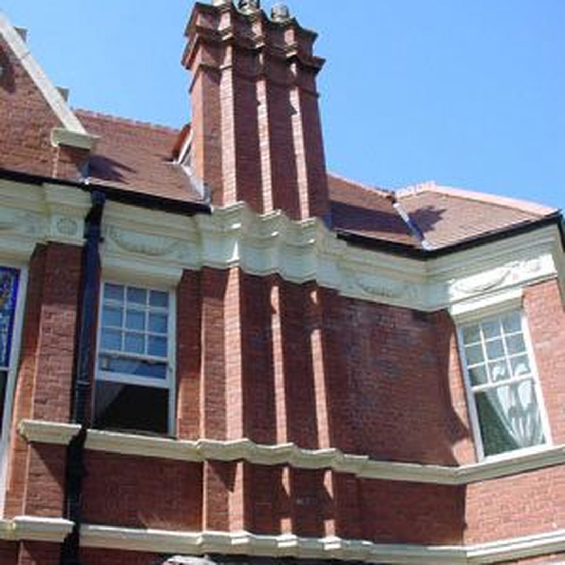Red brick bay window